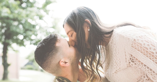 military couple kissing
